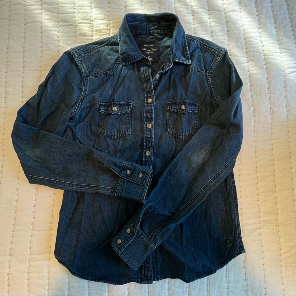 American Eagle Dark Jean Button Up